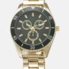 Pier One Unisex - Montre - Gold-Coloured/Green