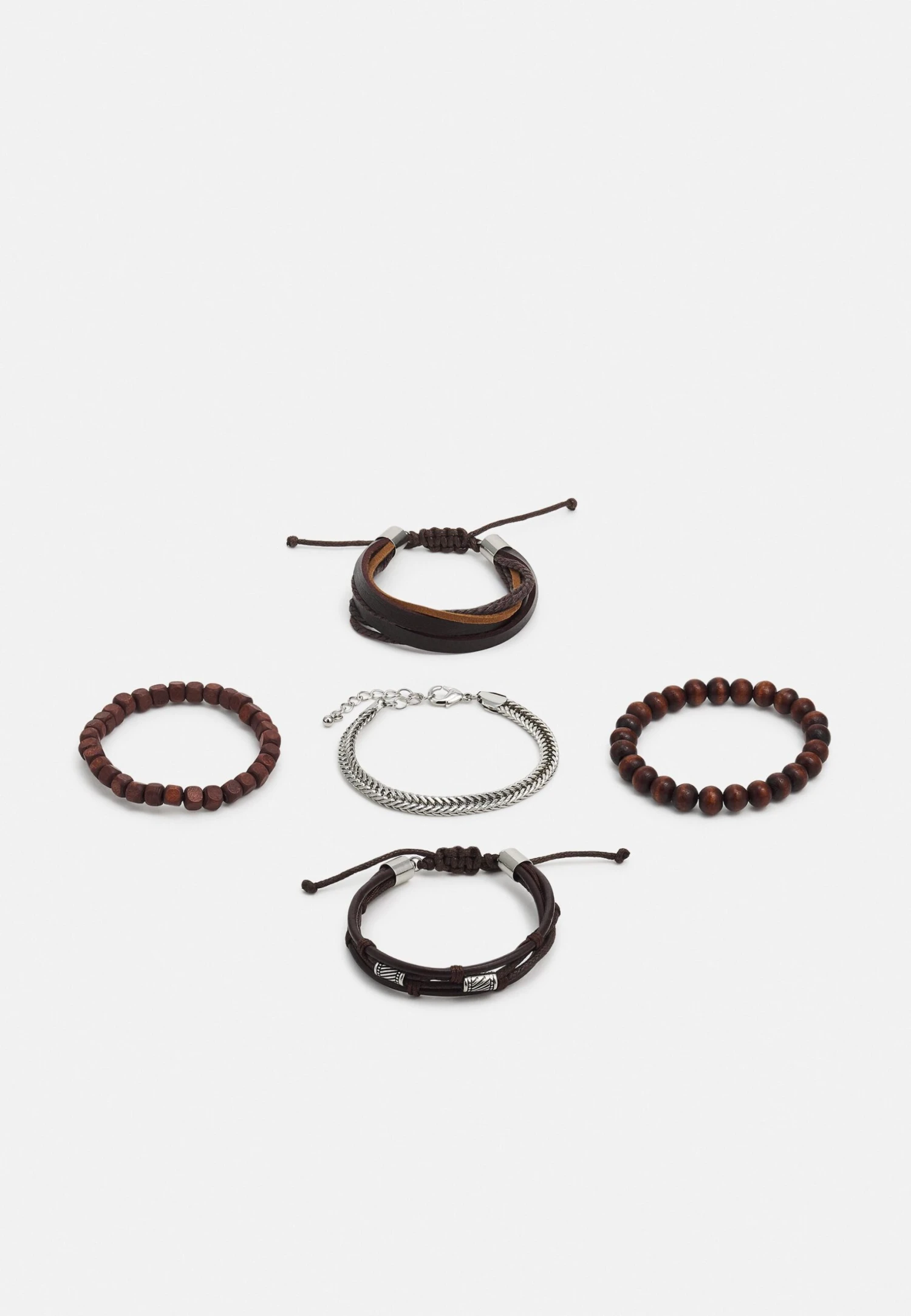 Pier One 5Pack - Bracelet - Brown, Silver-Coloured