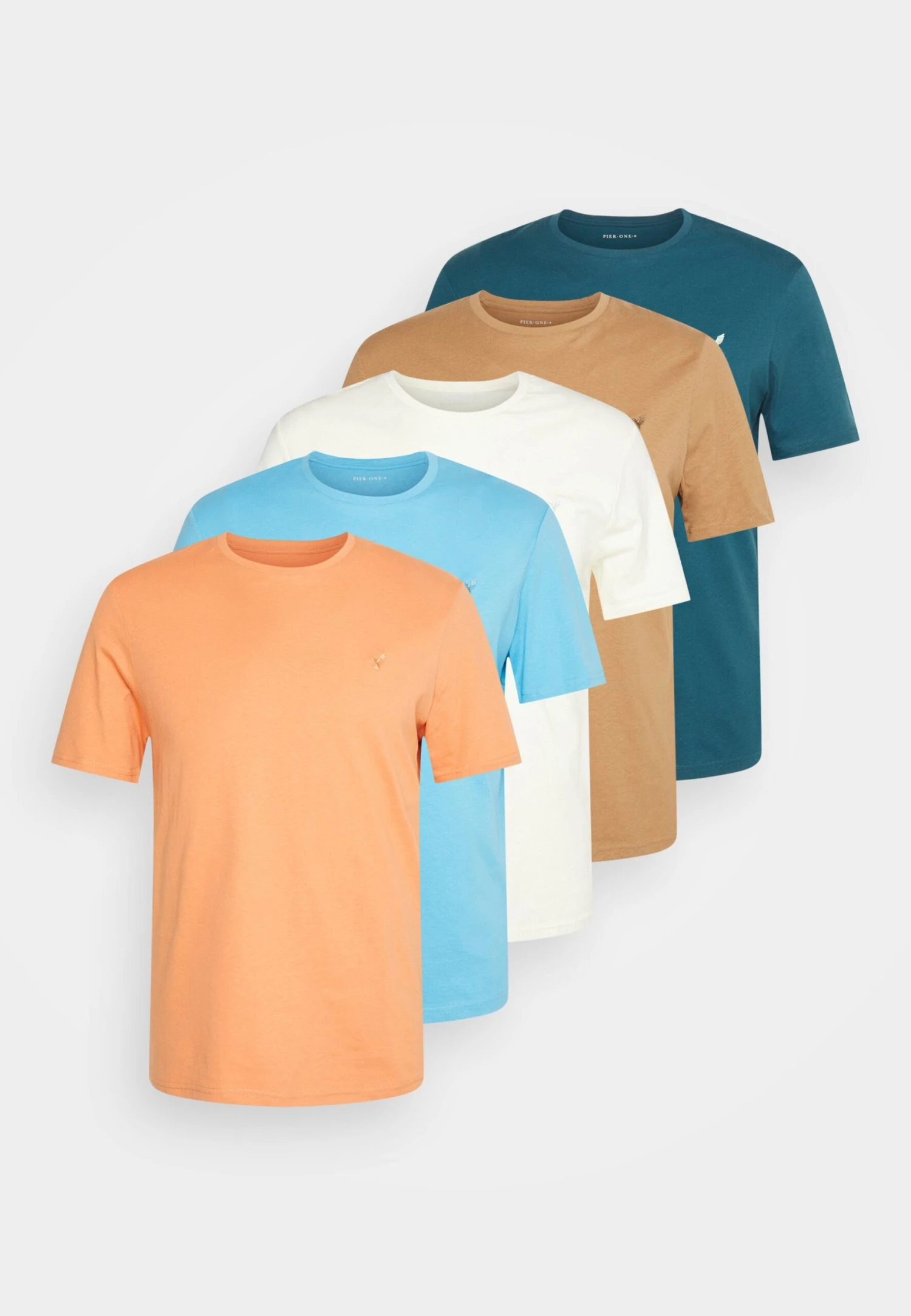 Pier One Unisex 5 Pack - T-Shirt Basique - Off-White/Tan/Orange – Image 6