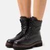 Pier One Leather Winter Boot - Bottines À Lacets - Black